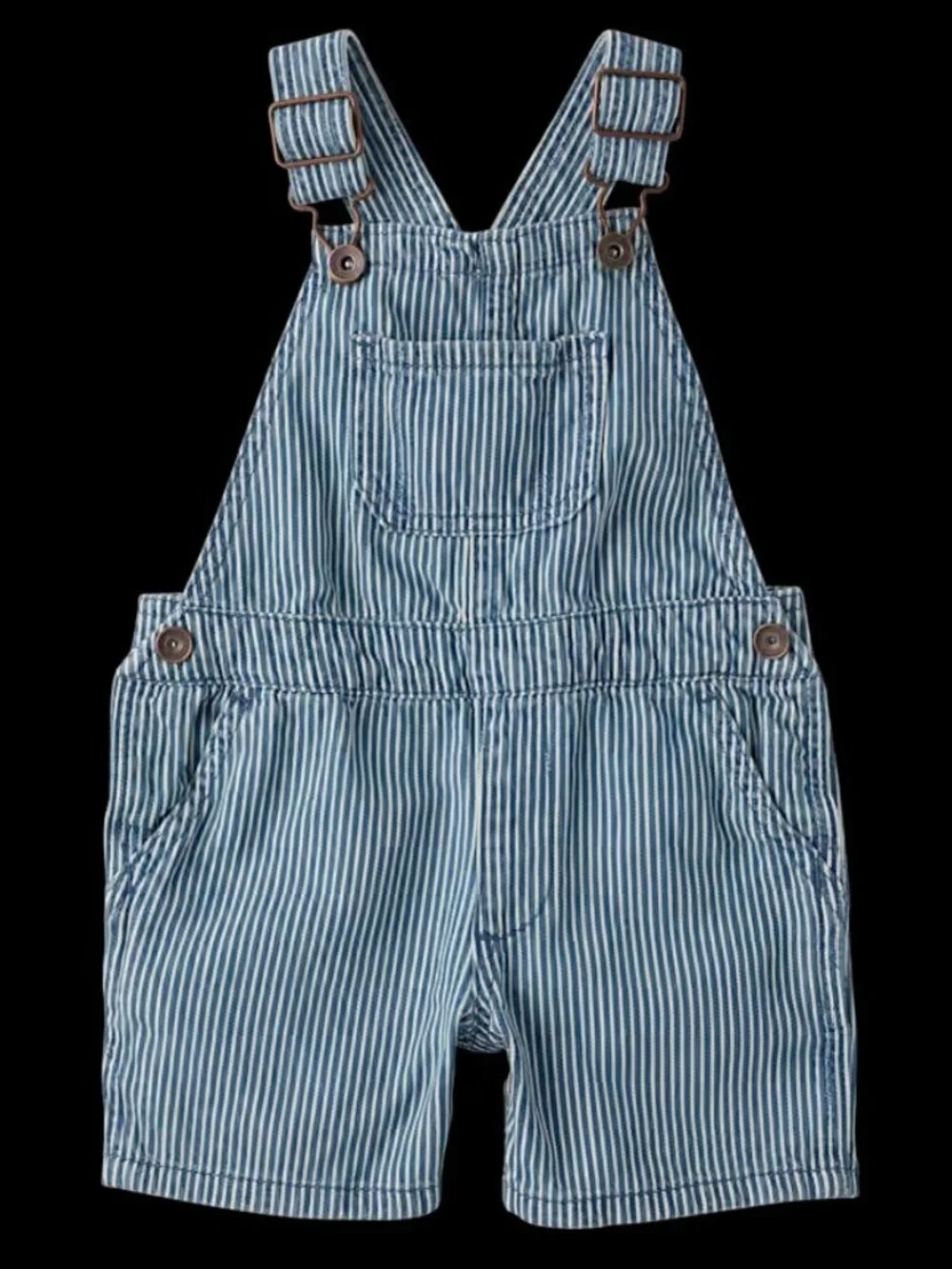 New The Children's Place Toddler Boys Railroad Striped Denim Shortalls Size 4T